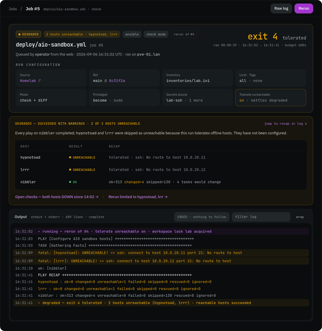 Job degraded detail