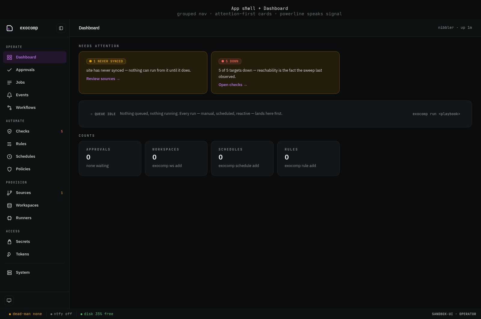 exocomp web dashboard